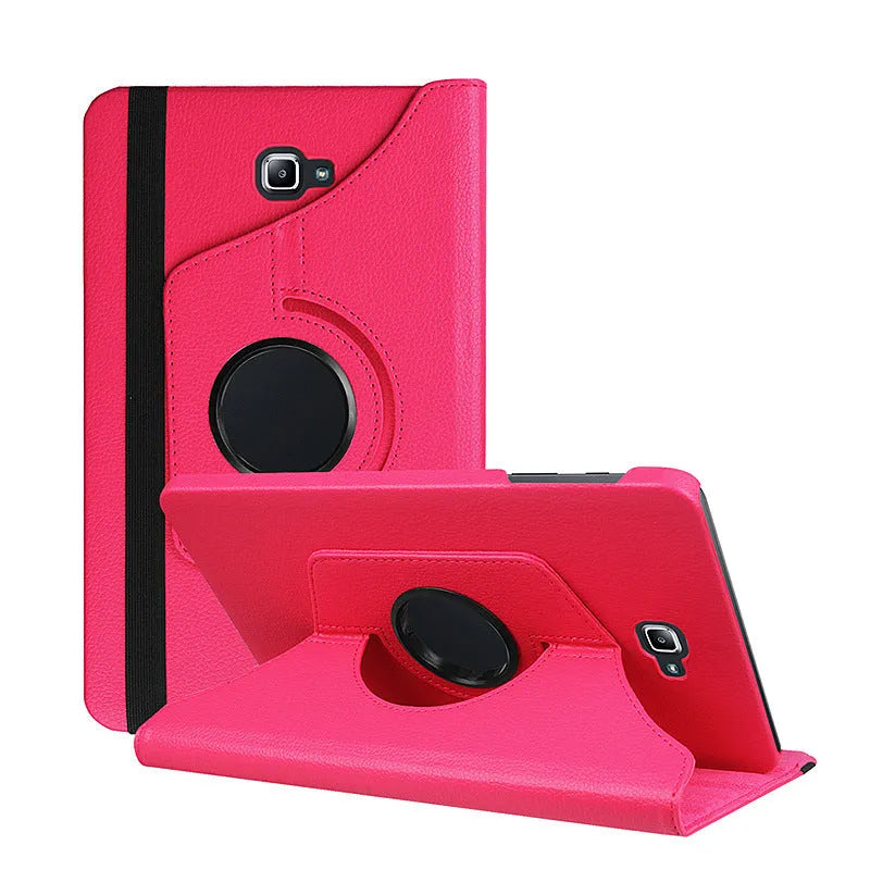 iPad 1 rotating leather protective case in clamshell design, showing PU leather texture and solid colour options.