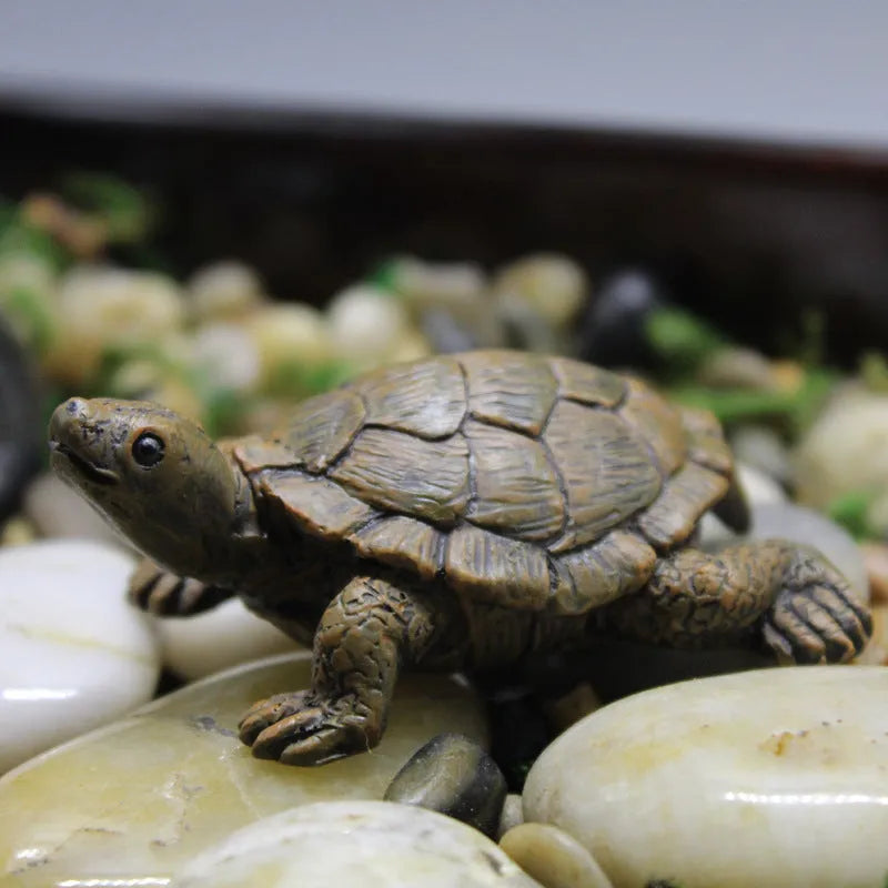 Handcrafted resin simulation turtle ornament for micro landscape and terrarium decoration.