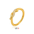 Knotted zircon ring with micro inlaid detail, copper electroplated wave bow design, unisex sizes 6 7 8