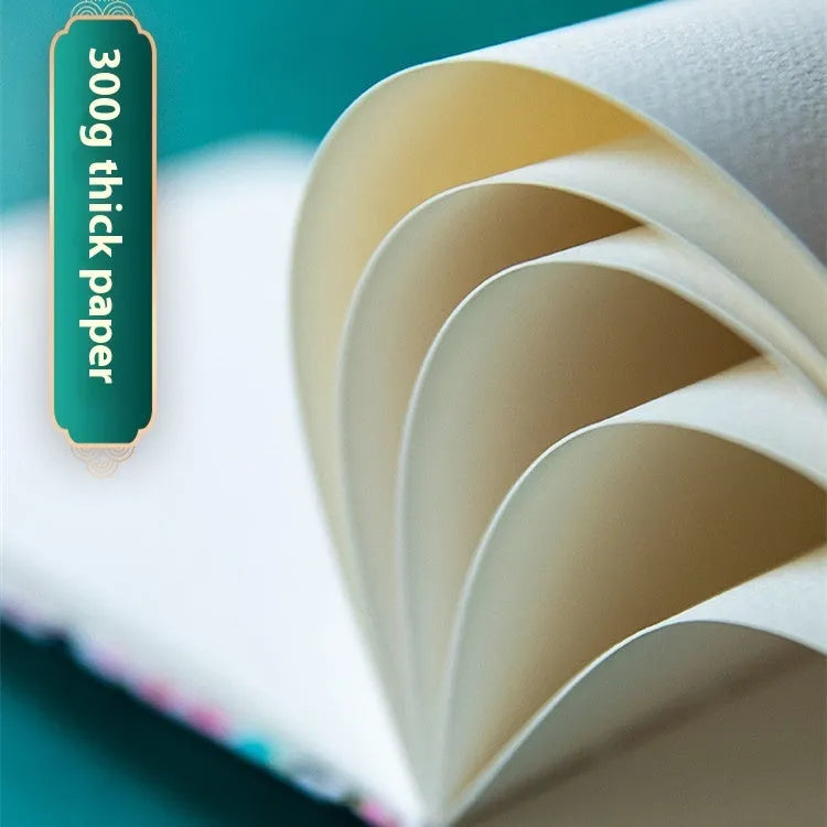 Feiluniao handmade fabric watercolour notebook with cotton paper, 185mm long, shown in a cover design option.
