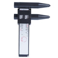 Plastic electronic digital caliper hole distance ruler on a white background.