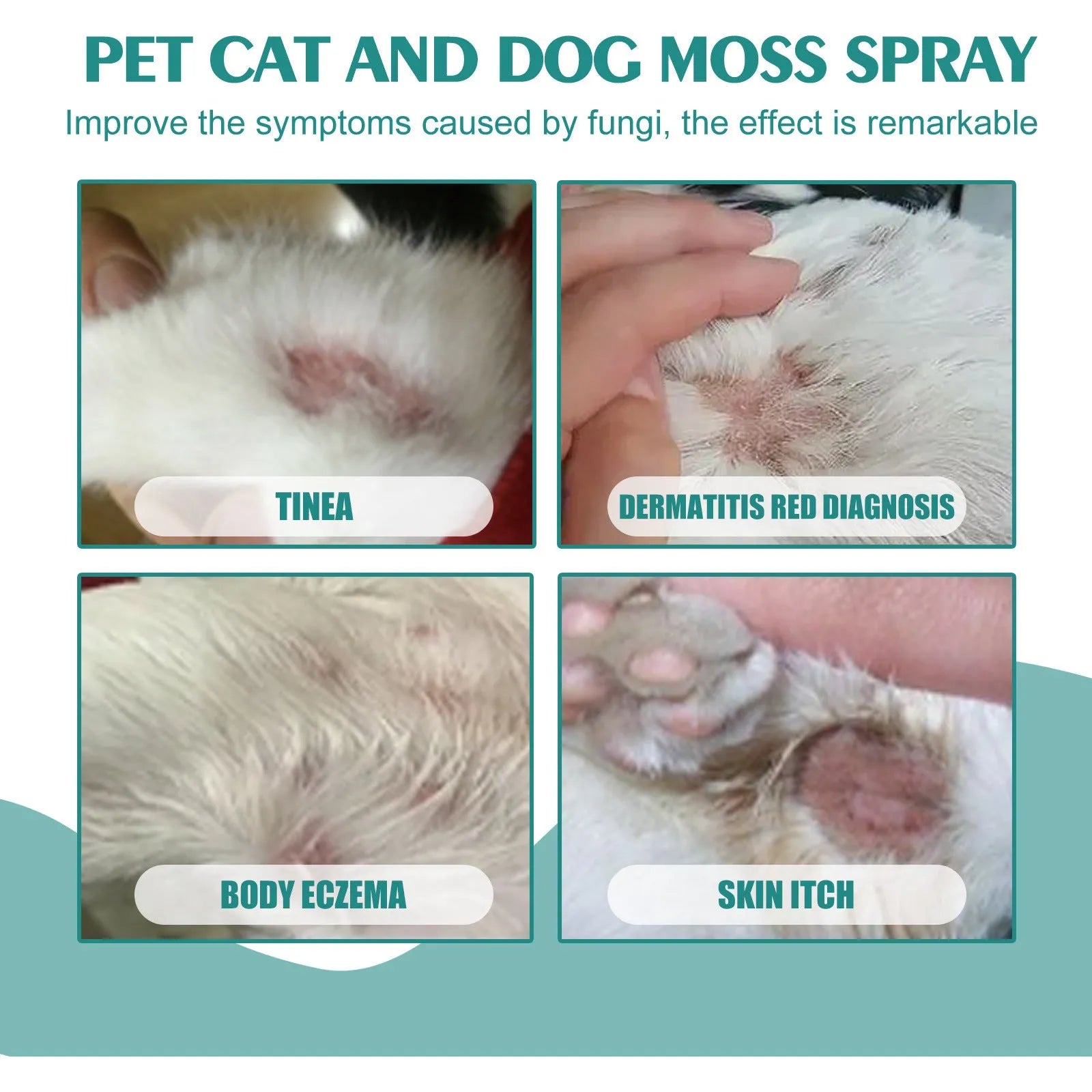 30ml pet moss spray bottle with botanical extracts for cat and dog mite removal and anti-itch care