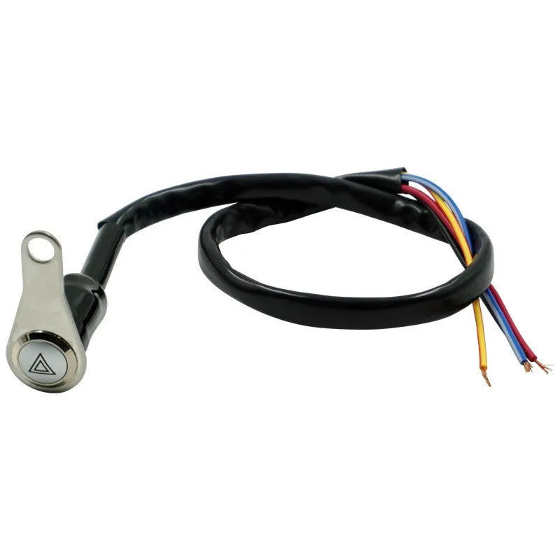 Black stainless steel motorcycle double flash switch with illuminated light ring and 7mm installation aperture