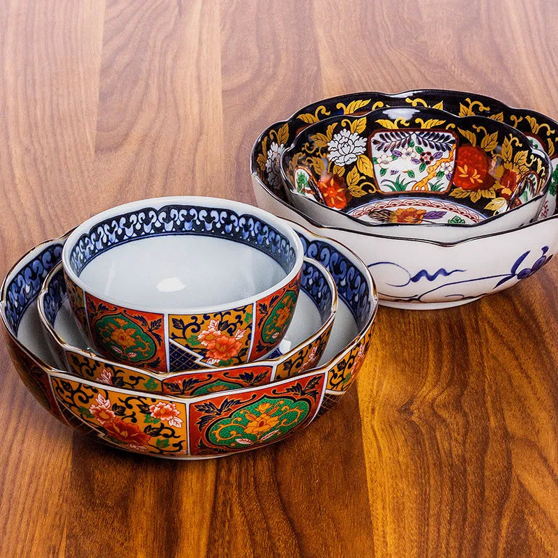 Retro domestic dyed peony Japanese style porcelain 4-inch bowl with underglaze decoration