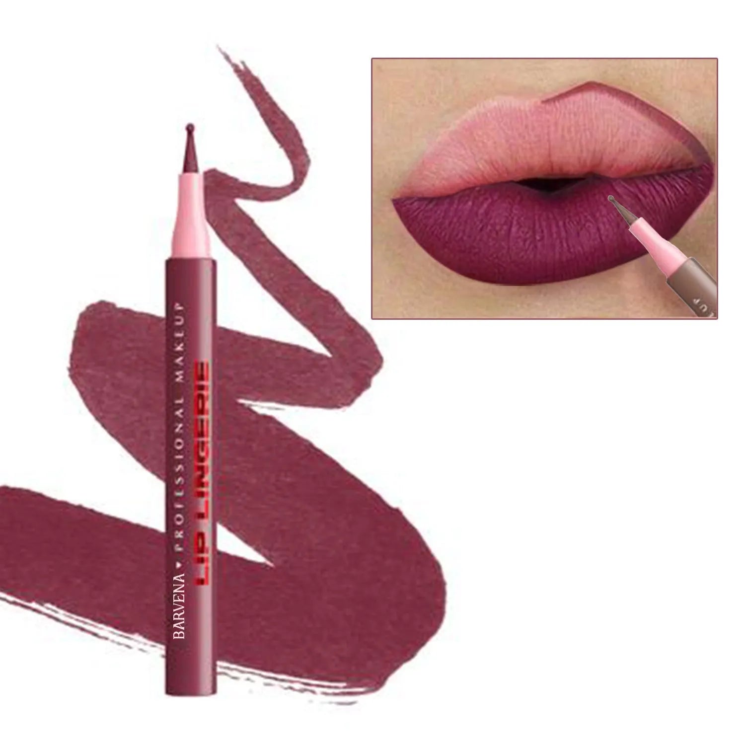 Matte lip liner pencil with 12 colour options showing defined lip outline