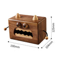 Little Monster cartoon wooden tissue box in walnut finish on beech wood measuring 190x104x125mm
