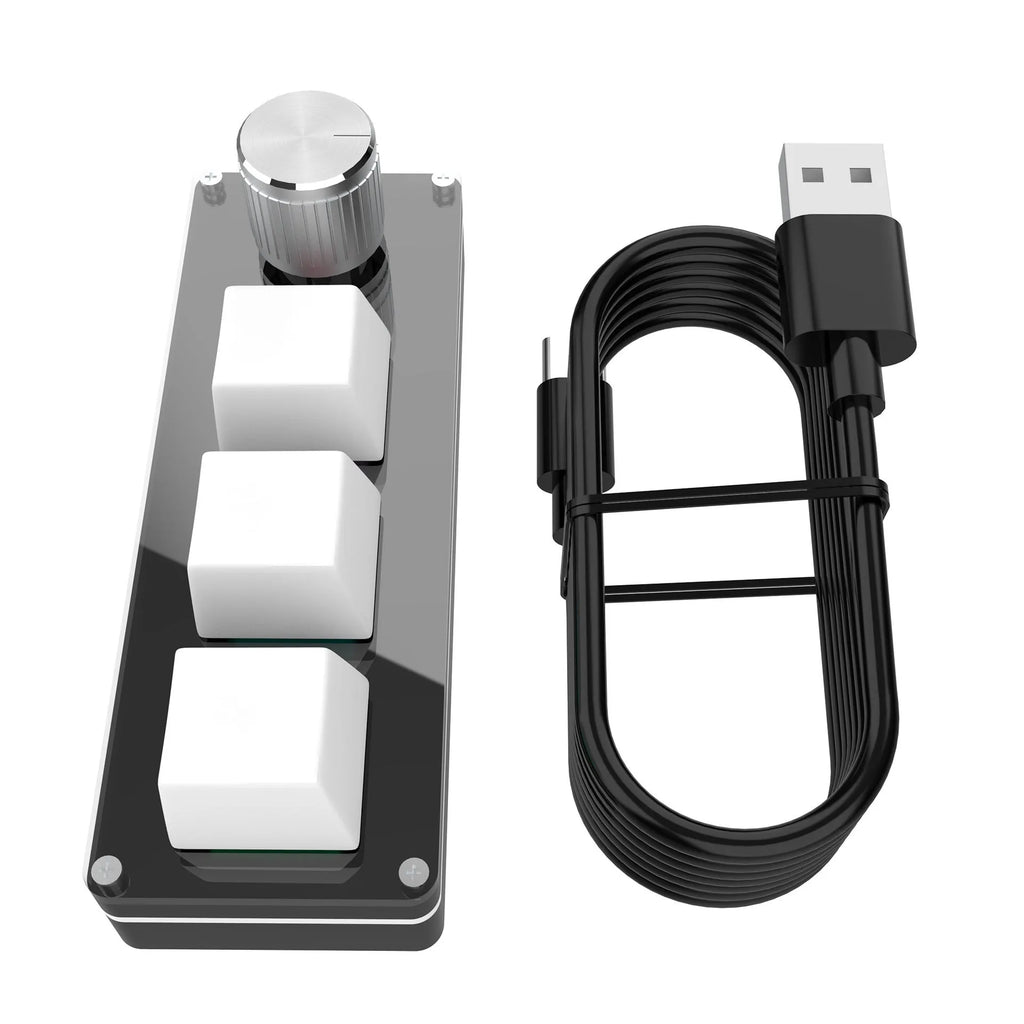 Three-key USB custom office keyboard in black or white with PS shortcut key and 1.5m cable