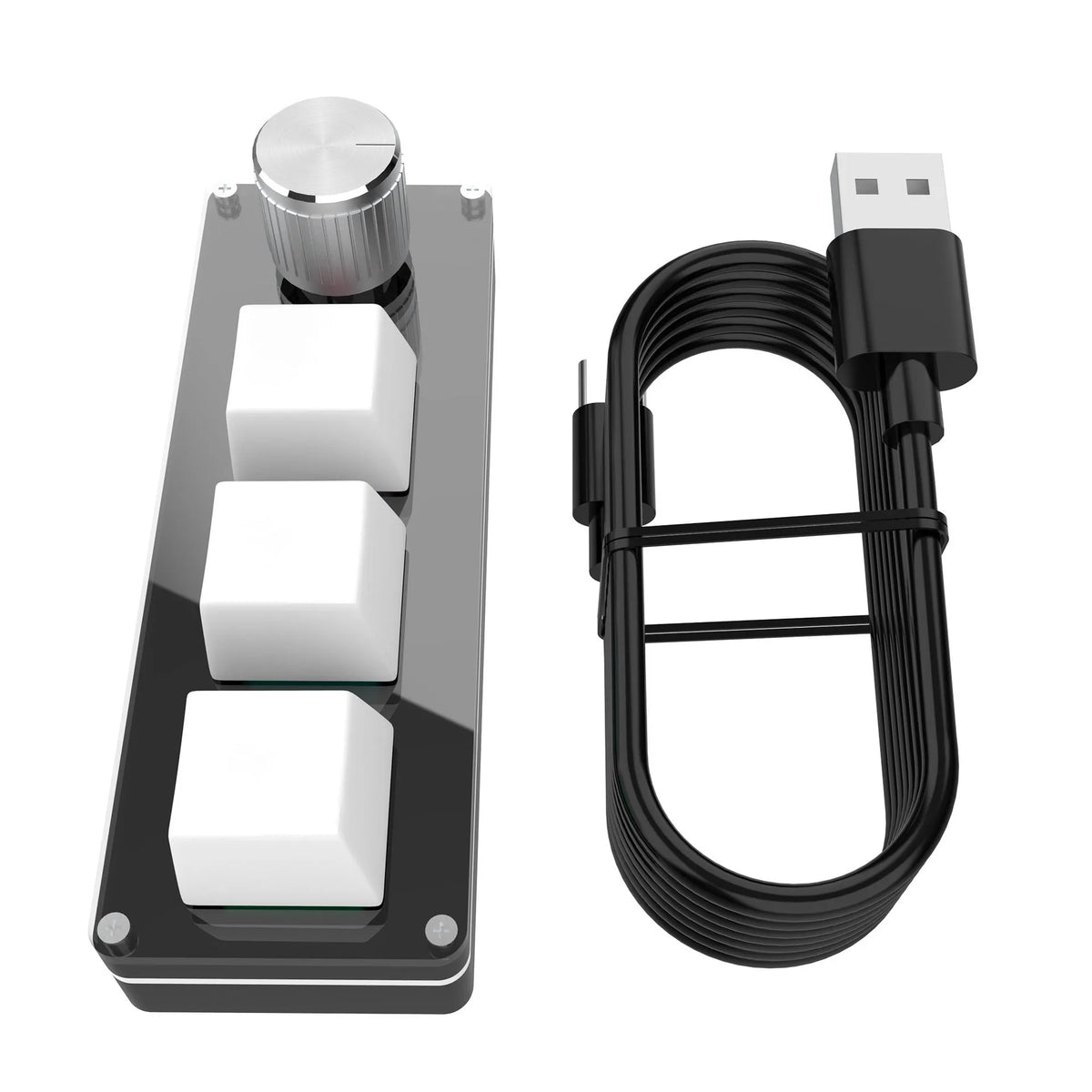 Three-key USB custom office keyboard in black or white with PS shortcut key and 1.5m cable