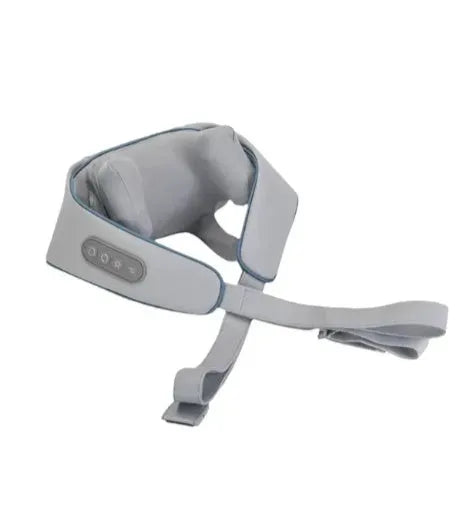 Creamy white rechargeable shoulder and neck massager with USB charging cable