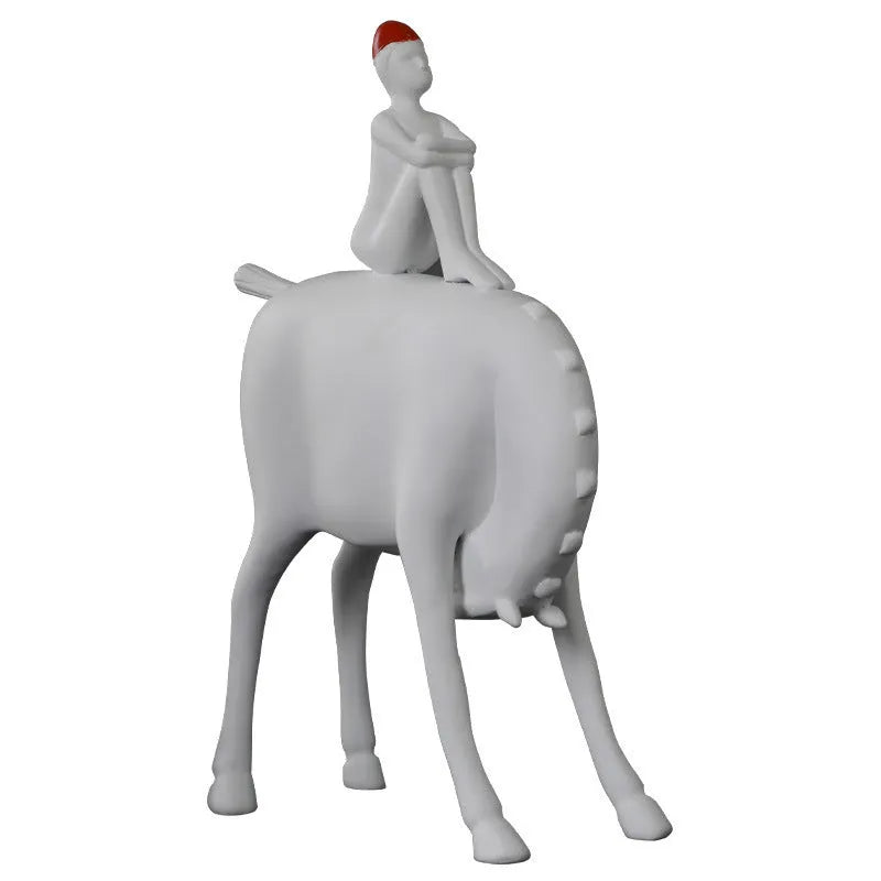 White resin animal hanging ornament in modern and simple style for model room, children's room and home furnishings, gift x1 carton packaging