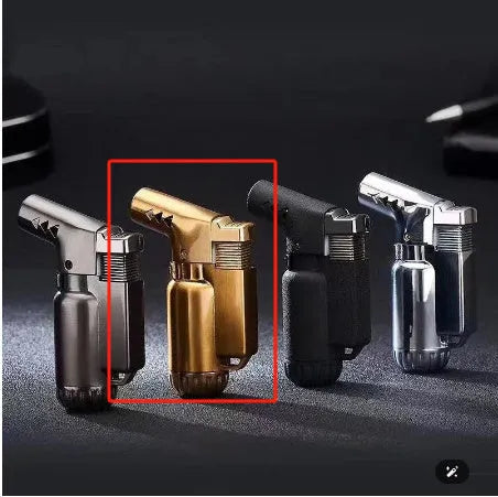 HB805-1 metal windproof lighter in black gold gray silver colours with elbow straight punching design