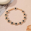 Floral zinc alloy bracelet in electroplated gold and silver colour variants with crystal and diamond effects