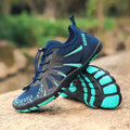 Men's and women's outdoor breathable quick-drying mesh shoes with non-slip rubber sole and low-top lace-up design