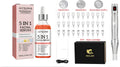 Electric microneedle guide set with spiral mouth and 30 replacement heads for facial skin treatment