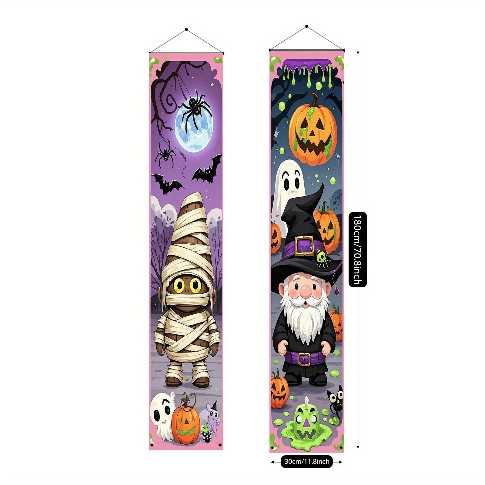 Orange and black Halloween couplet decorations hanging flag measuring 30x180cm