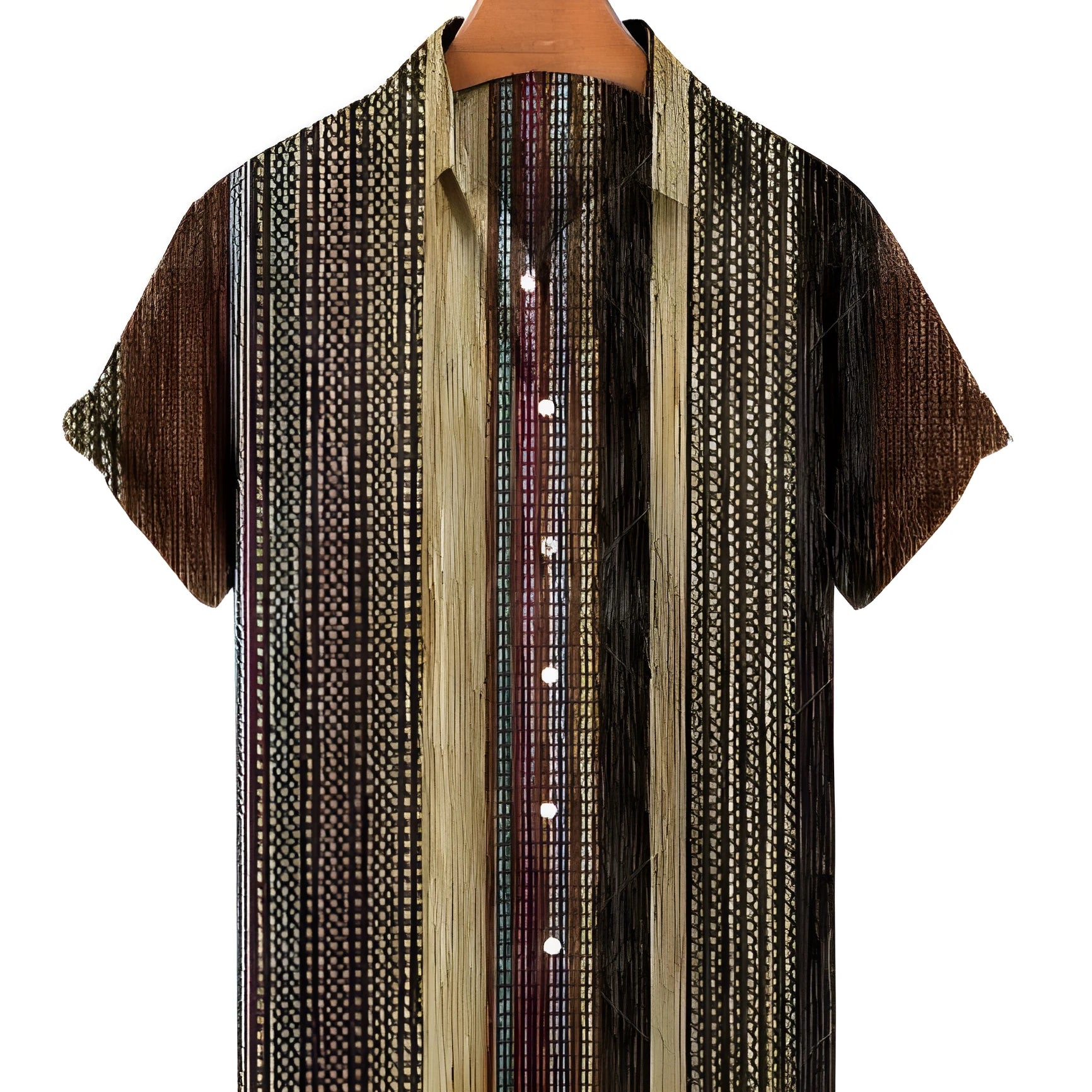 Men's short sleeved lapel printed diamond shaped top in loose fit cardigan style, colour ZQDXCS849, polyester fabric