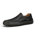 Large size handmade stitching men's outdoor shoes in black leather with rubber sole
