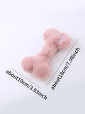 Plush love bone dog toy with squeaker in blue, pink, or yellow colours for interactive play