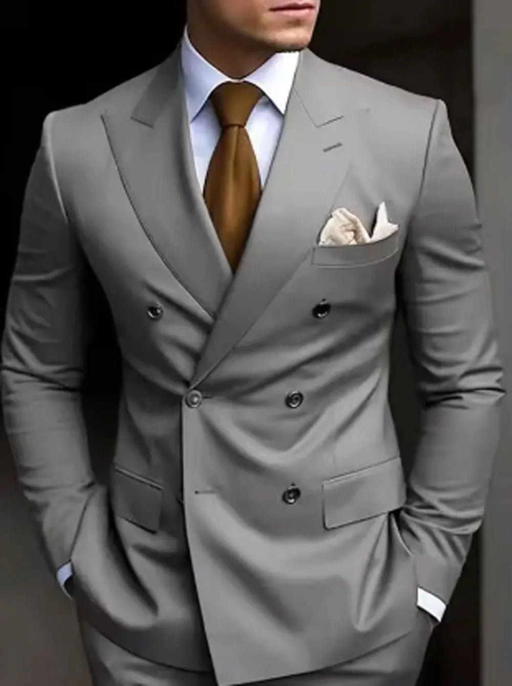 Korean slim fit men's two-piece suit in cotton blend fabric available in multiple colours
