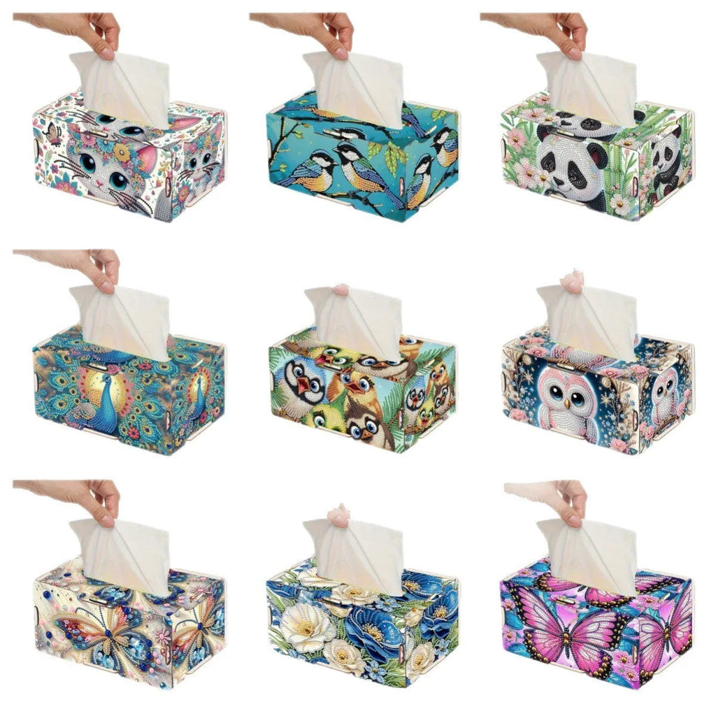 Handmade diamond painting mosaic tissue box cover wooden frameless modern simplicity style