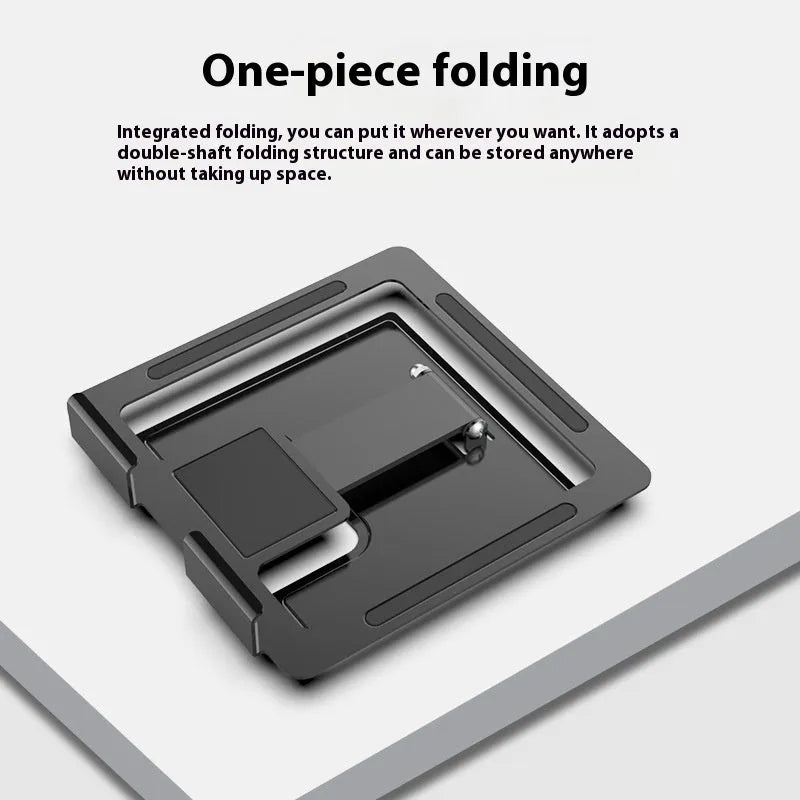 Flat desktop multi-angle foldable rotating metal bracket for notebook laptop stand in black