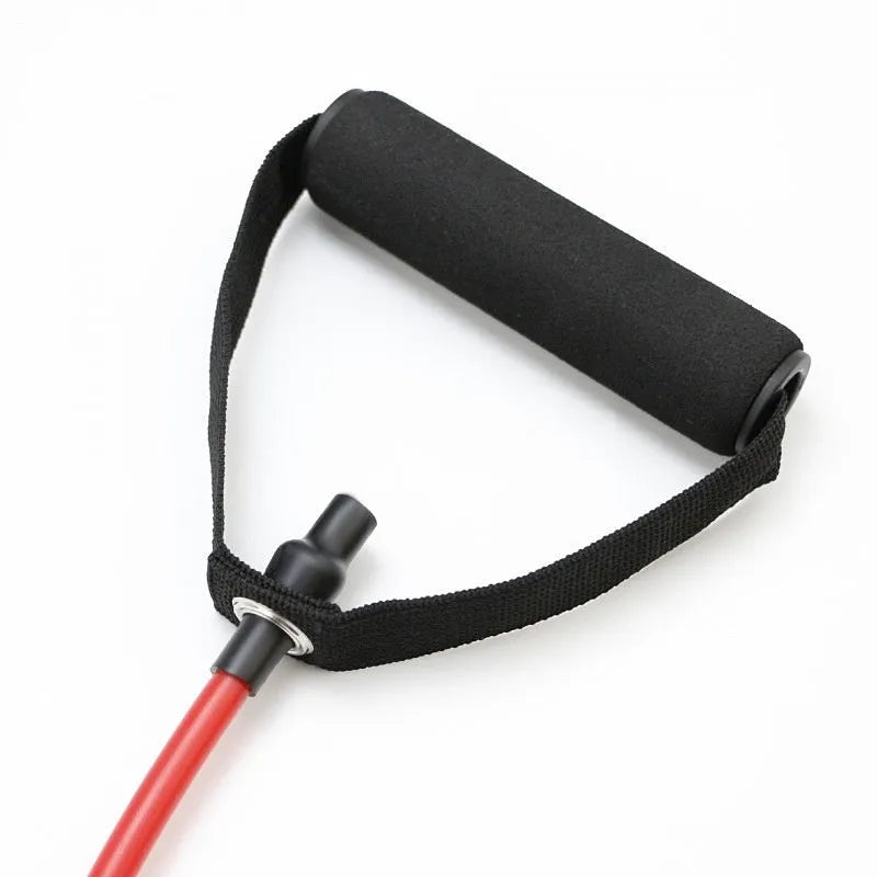 Adjustable chest expander fitness equipment with yellow, green, red, blue, and black TPE tension ropes.