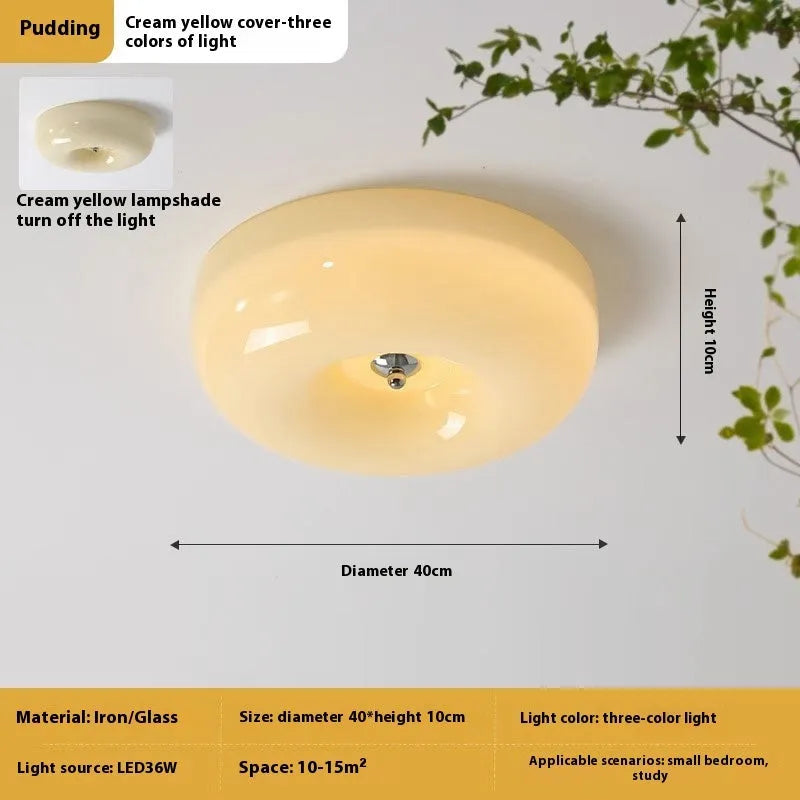 Antique style cream coloured bedroom ceiling lamp with three-colour light adjustment.