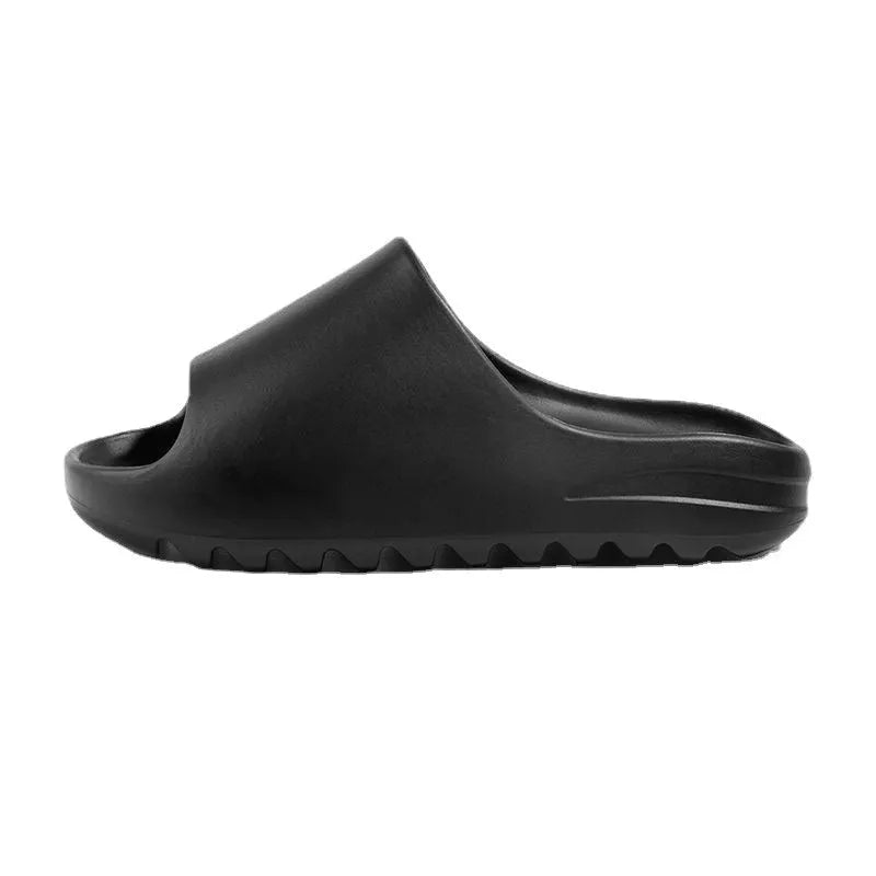 Women's thick-sole beach slippers in black, green, or brown on an EVA sole.