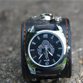 Men's black skull square watch with 10mm thickness on a grey background