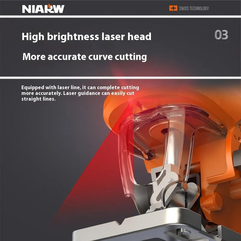 Handheld scroll saw 600W for cutting PVC wood and metal with five blades in paper box packaging