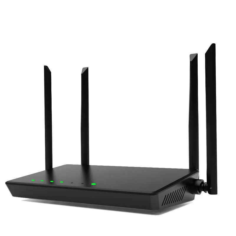 Portable black or white bare metal wifi router showing rear panel with LAN and WAN ports.