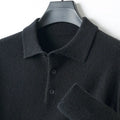 Men's wool polo collar pullover sweater in multiple colours with long sleeves
