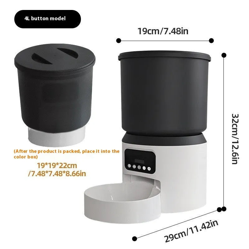 4L smart pet feeder with WiFi control and stainless steel bowl option