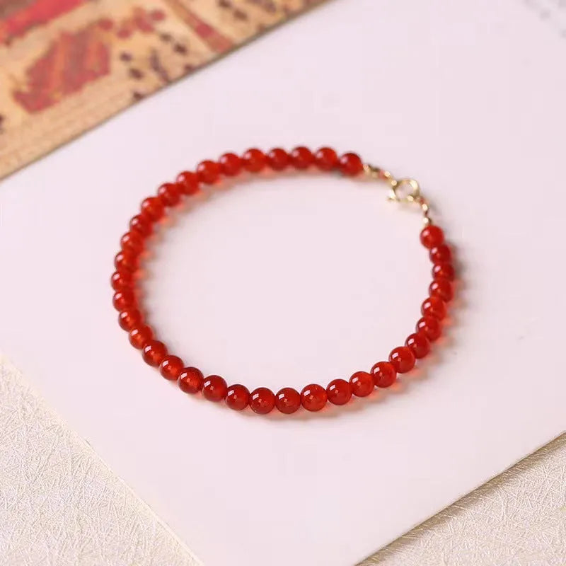 Ultra-thin red agate women's bracelet for travel commemoration gifts.