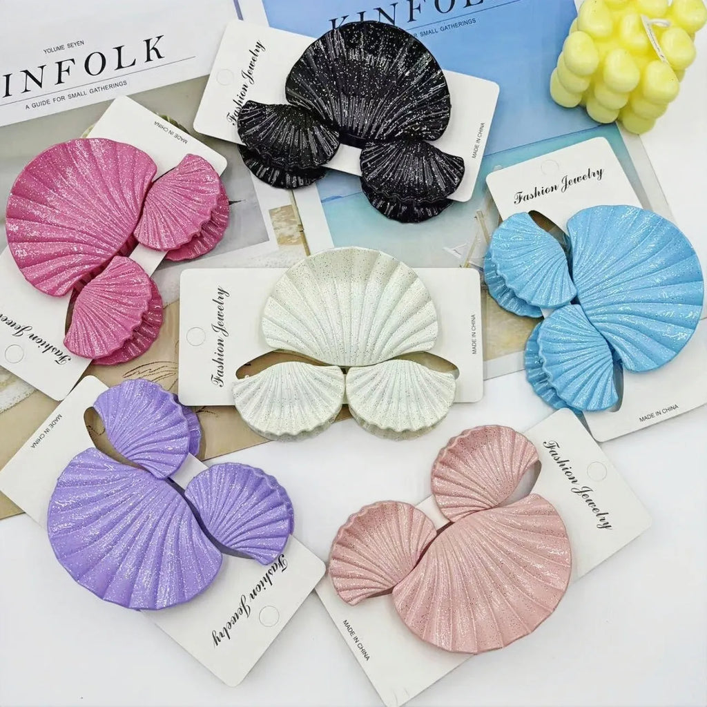 Gradient frosted hair clip set three plastic clips shell design multiple colour options