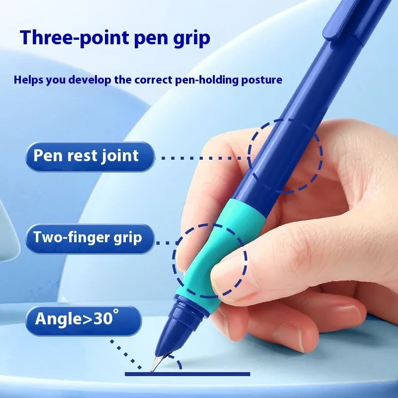 Student posture correction pen in four colour options: blue, green gradient, purple, and orange.