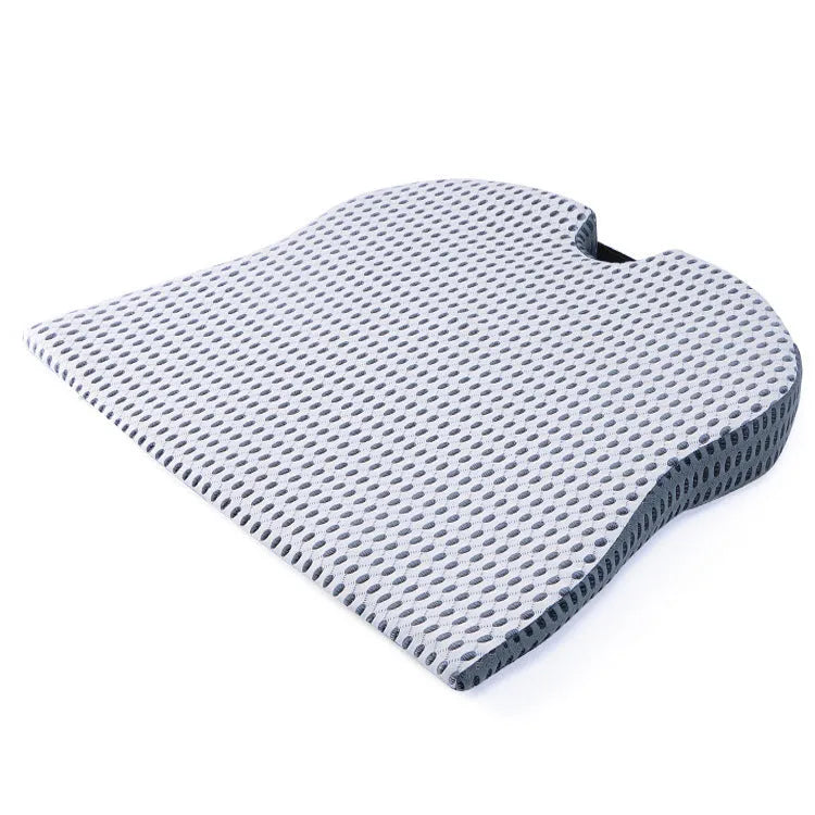 Regular size memory foam car cushion with a fixed strap in black, grey, or milky white.