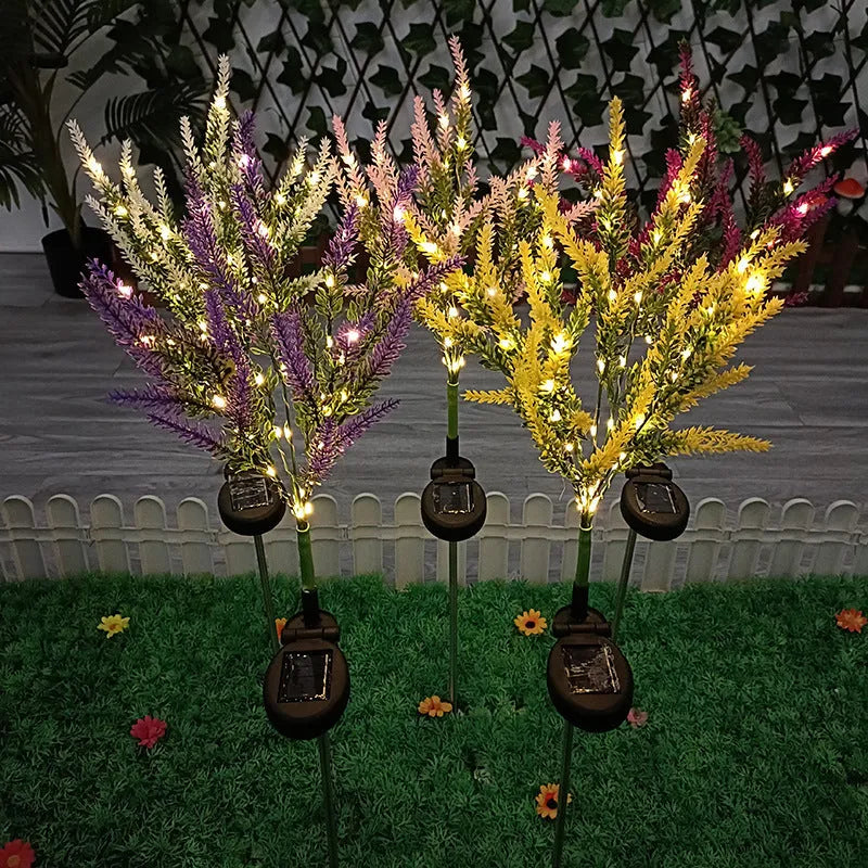 74cm tall solar-powered outdoor garden floor lamp with flower-shaped design in lavender colour