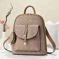 Multi-functional one-shoulder ladies travel backpack crossbody bag in PU shell shape with sandwich pocket, apricot colour, 31x28x11cm