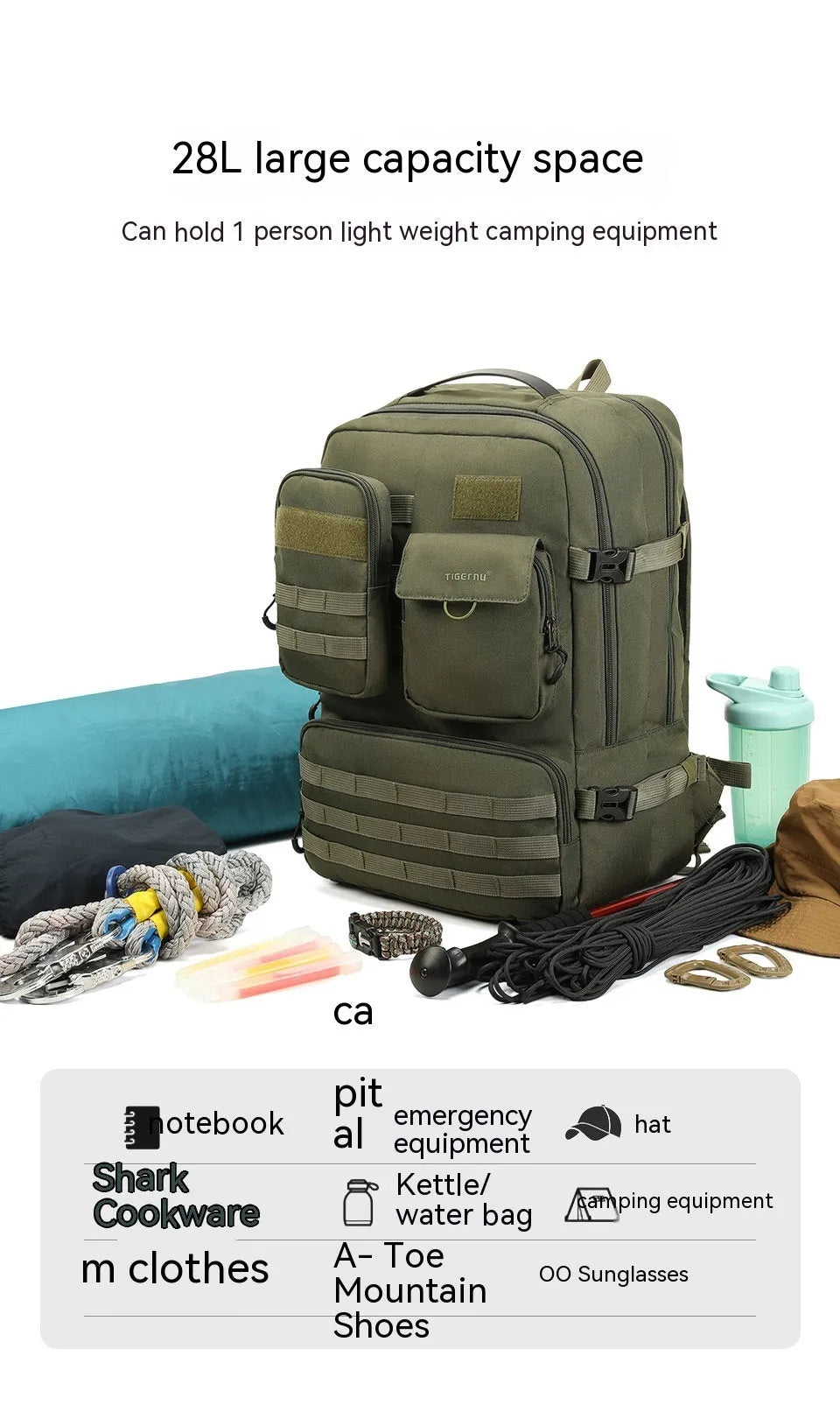 17 inch tactical backpack in Army Green colour with waterproof nylon construction