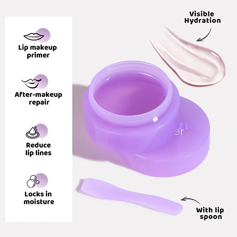 Box containing a 10ml exfoliating lip balm and a lip scraper tool for dry lip treatment.