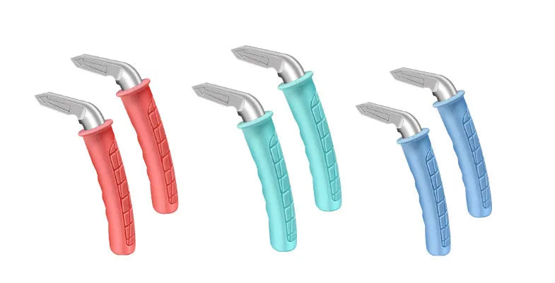 Portable metal and silicone vehicle support handle for elderly, shown in red, blue, and green.