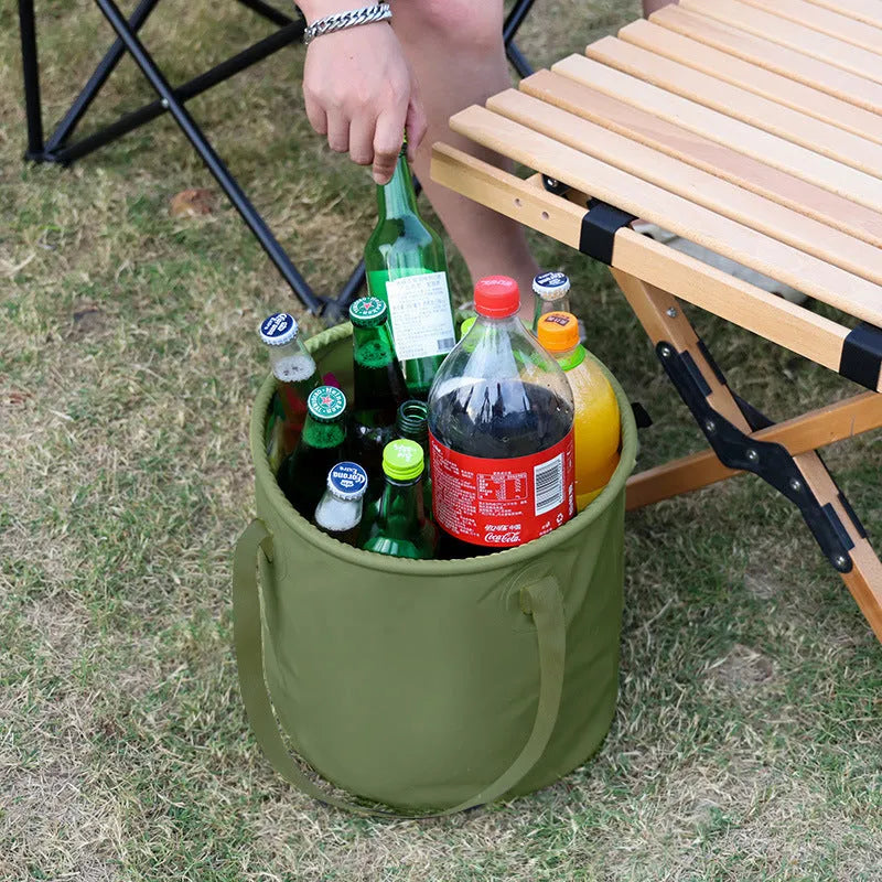 Army green folding telescopic ventilation duct made from PVC mesh cloth with a ribbon tie