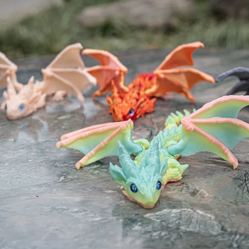 3D printed flying dragon wings decoration toy with detailed texture in multiple colour options