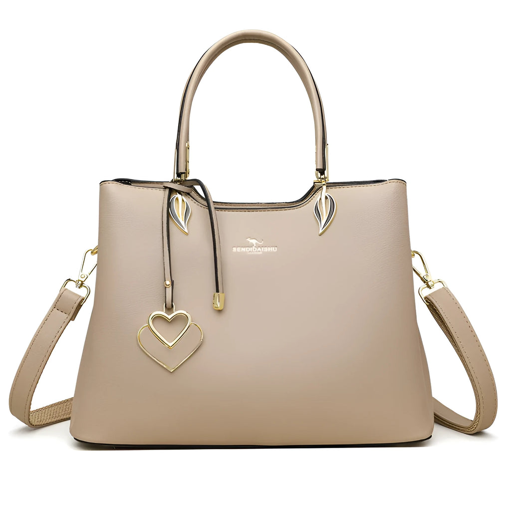Women's PU leather messenger bag with multiple compartments and adjustable shoulder strap