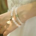 S925 silver and white agate Hetian jade lotus bracelet with geometric national style design