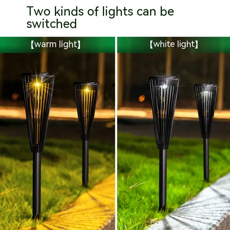 Solar ground lamp flower shape platinum finish ground mounted in garden