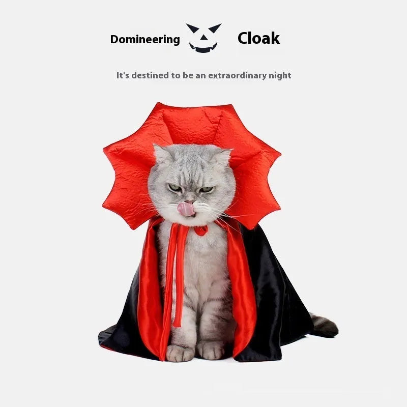 Black and red polyester Halloween costume for cats and dogs with European and American styling