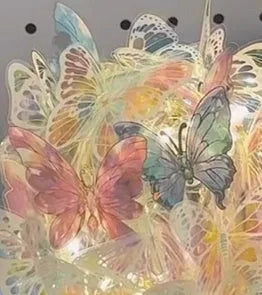Butterfly night lamp with glass shade on wood base for bedroom bedside lighting