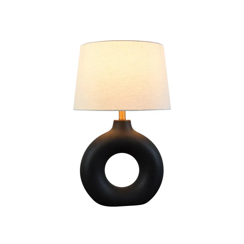 Japanese feng style ceramic pottery table lamp in white or black, 52cm tall with 33cm diameter base